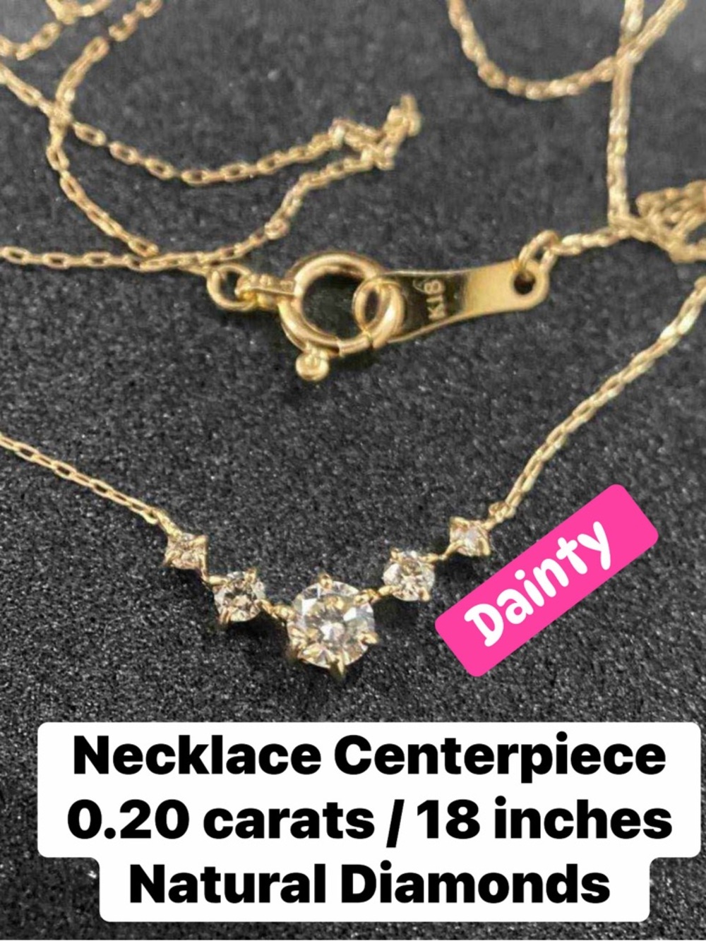 Dainty 18K Gold with Diamond Necklace - 0.20 ct - Elegant Centerpiece